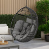 Keline Hanging Swing Lounge Chair | Gray Faux Rattan | Cushions | 49"