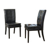 Brenda Dining Side Chair Set of 2 | Black Wood | Tufted Faux Leather