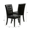 Brenda Dining Side Chair Set of 2 | Black Wood | Tufted Faux Leather BM335685