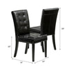 Brenda Dining Side Chair Set of 2 | Black Wood | Tufted Faux Leather