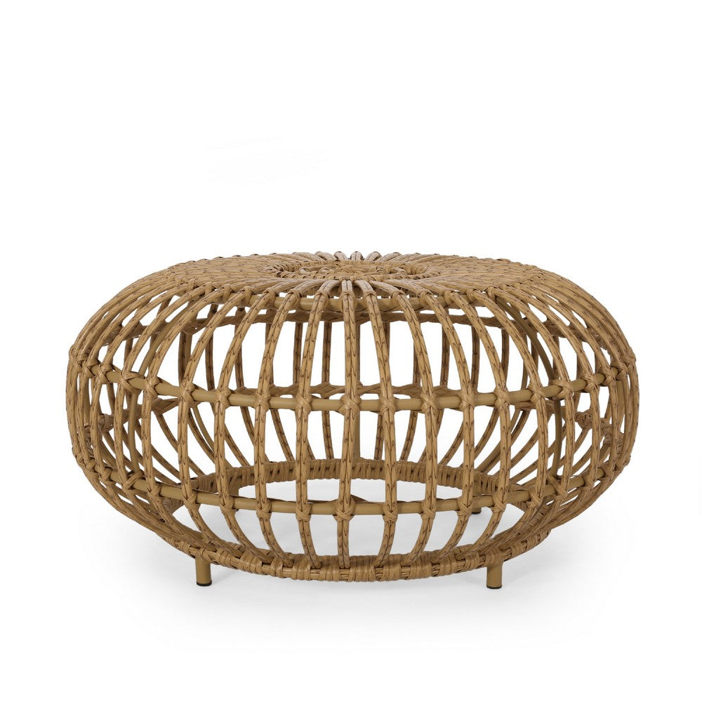 Tawa Outdoor Coffee Table | Light Brown Open Faux Rattan | 30"