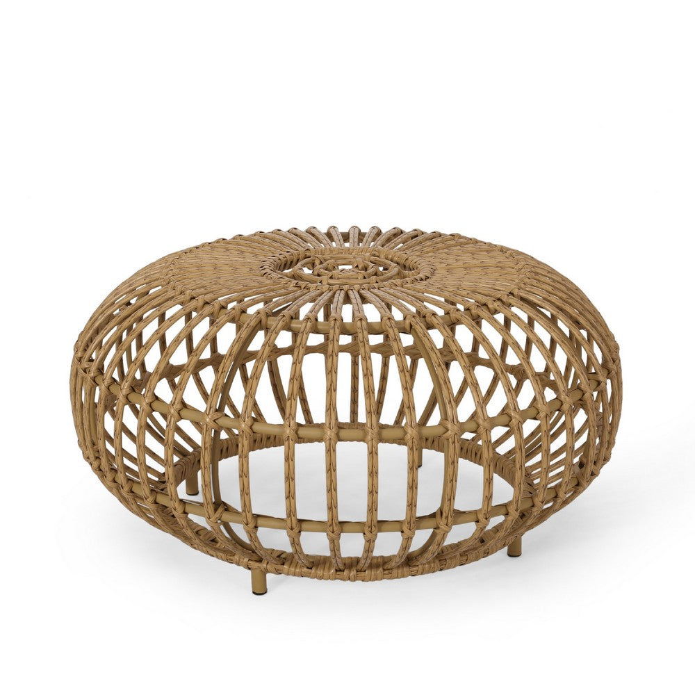 Tawa Outdoor Coffee Table | Light Brown Open Faux Rattan | 30"