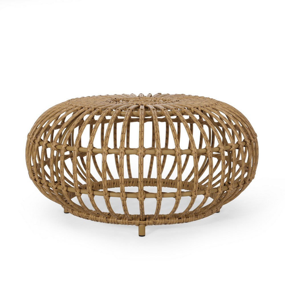 Tawa Outdoor Coffee Table | Light Brown Open Faux Rattan | 30"