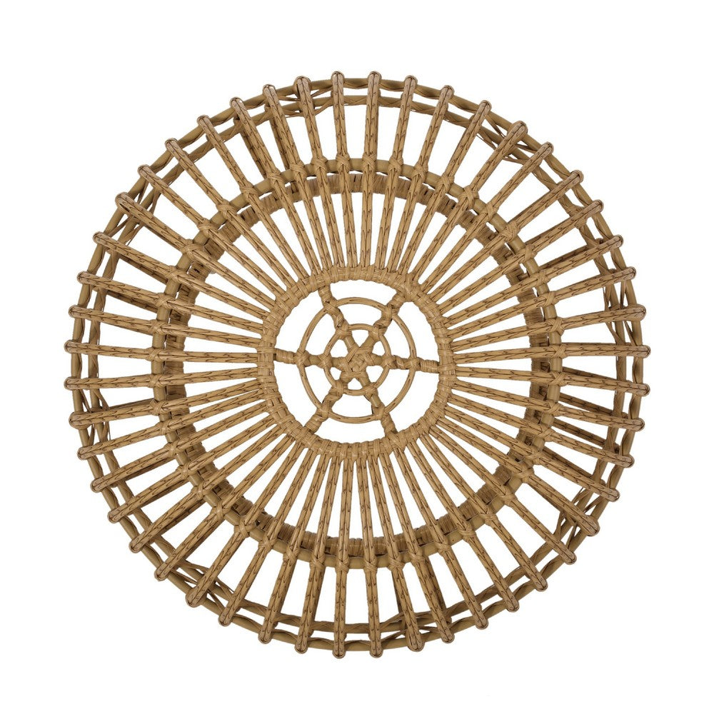 Tawa Outdoor Coffee Table | Light Brown Open Faux Rattan | 30"
