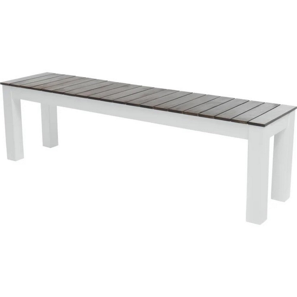 Eltan Outdoor Dining Bench Set of 2 | Dark Brown and White Wood 62"