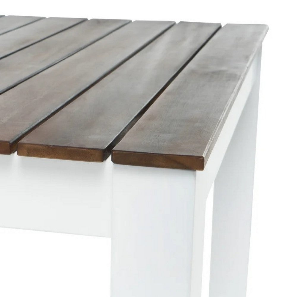 Eltan Outdoor Dining Bench Set of 2 | Dark Brown and White Wood 62"