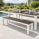 Eltan Outdoor Dining Bench Set of 2 | Dark Brown and White Wood 62"