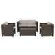 Perie 4 Piece Outdoor Sofa Chair and Table Set | Brown Rattan | White