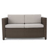 Perie 4 Piece Outdoor Sofa Chair and Table Set | Brown Rattan | White