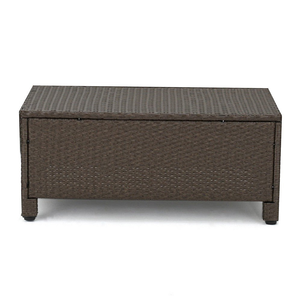 Perie 4 Piece Outdoor Sofa Chair and Table Set | Brown Rattan | White