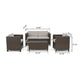Perie 4 Piece Outdoor Sofa Chair and Table Set | Brown Rattan | White