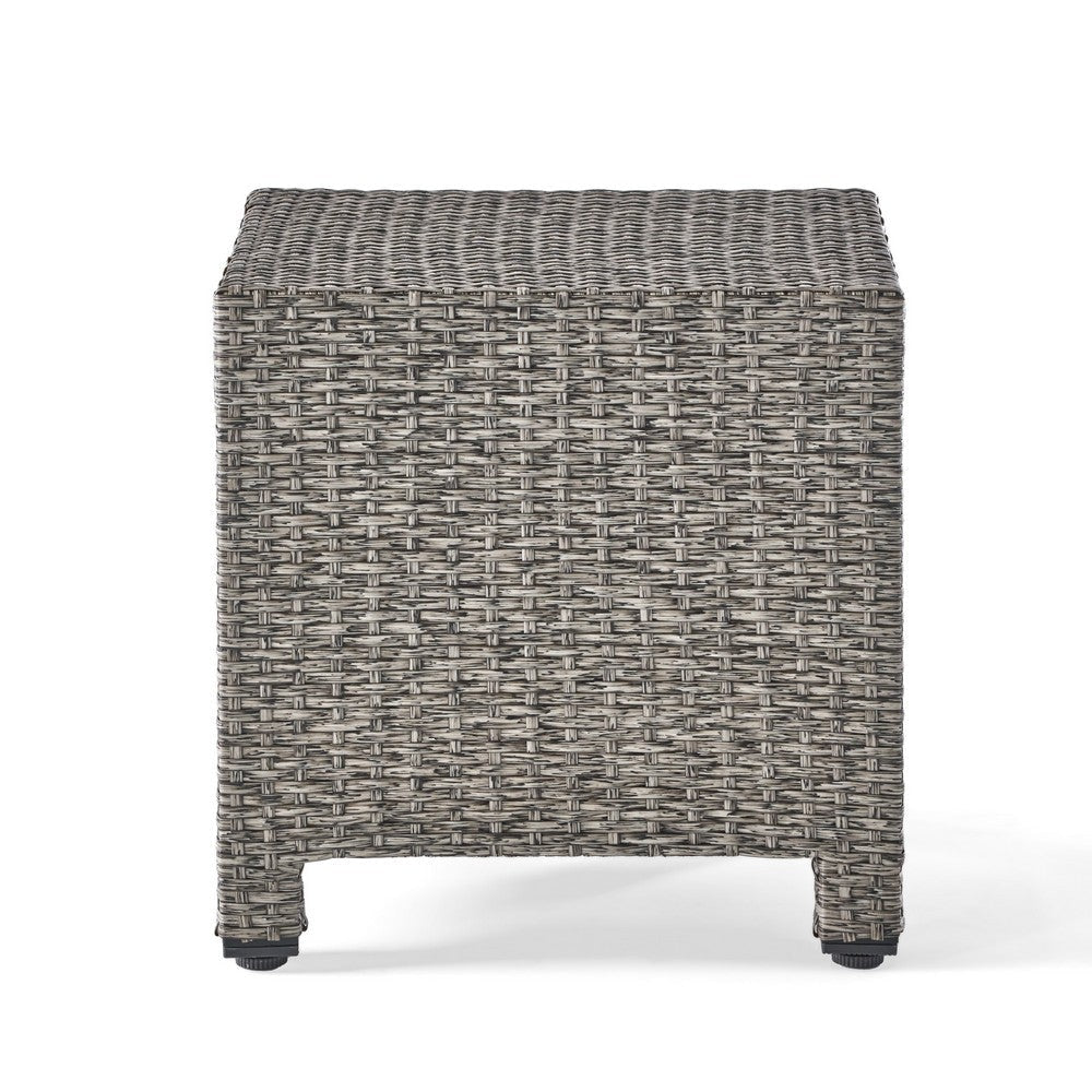 Perie Outdoor Accent Table | Gray Faux Rattan | Iron Frame | 18’’ BM335694