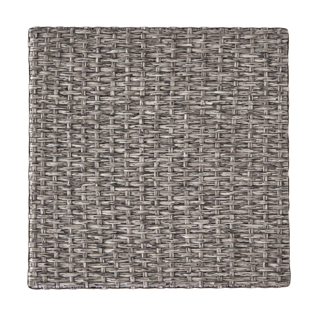 Perie Outdoor Accent Table | Gray Faux Rattan | Iron Frame | 18"