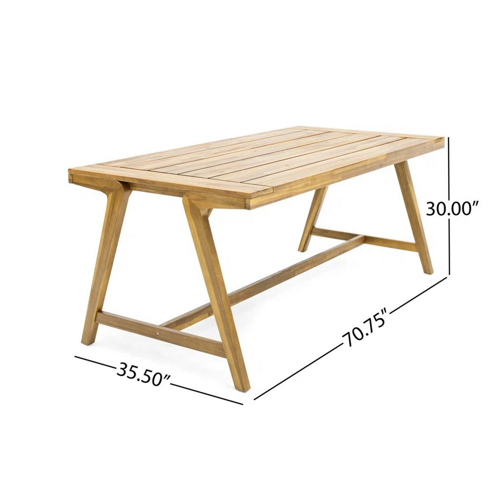 Alen Outdoor Dining Table | 71" Rectangular Acacia Wood Top | Brown