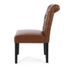 Mein Dining Chair Set of 2 | Tufted Back Rolled | Brown Faux Leather
