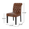 Mein Dining Chair Set of 2 | Tufted Back Rolled | Brown Faux Leather