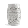 Outdoor Side Table | Lace Cut | 12’’ Round Top w White Barrel Base BM335702
