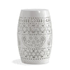 Outdoor Side Table | Lace Cut | 12" Round Top w White Barrel Base