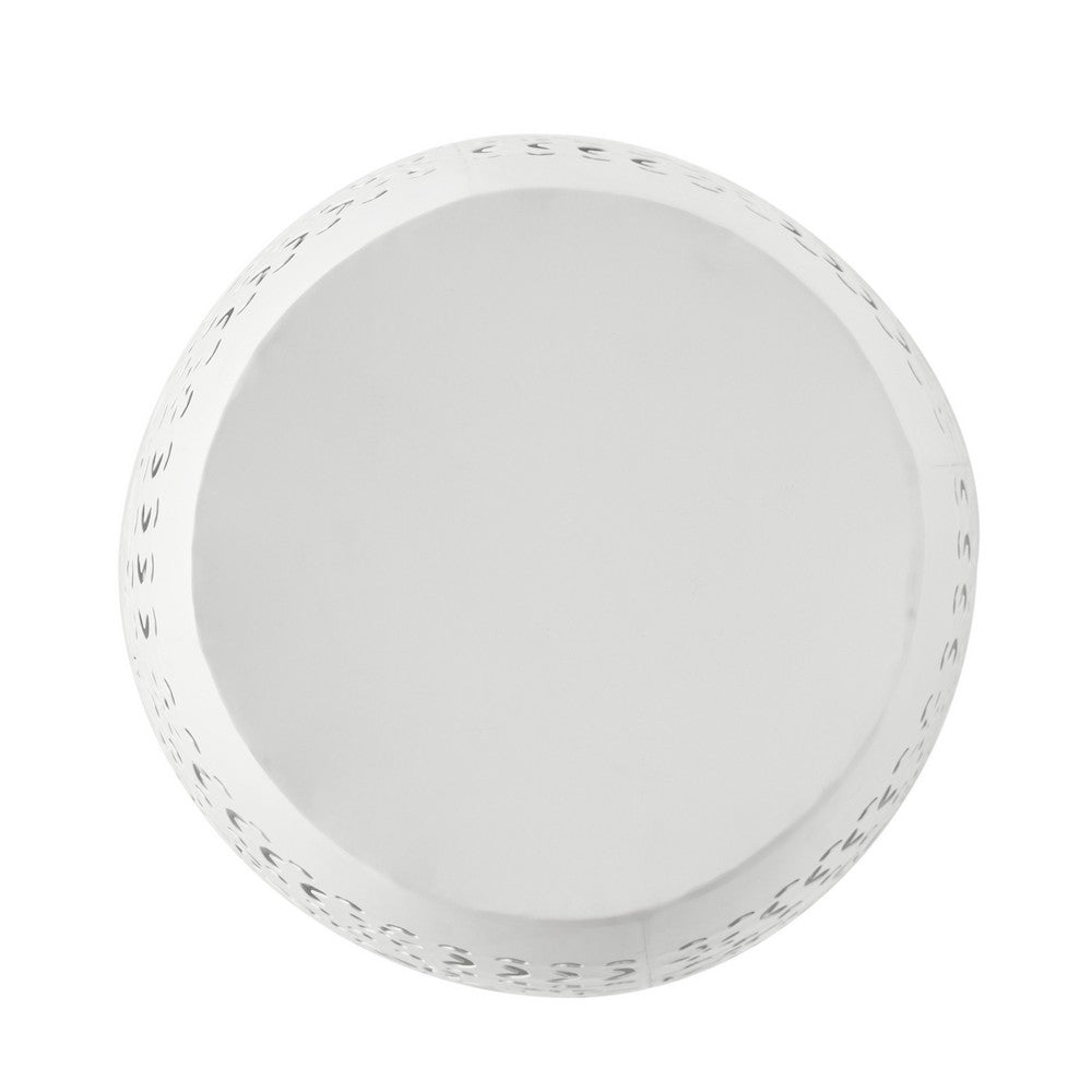 Outdoor Side Table | Lace Cut | 12" Round Top w White Barrel Base