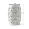 Outdoor Side Table | Lace Cut | 12’’ Round Top w White Barrel Base BM335702