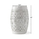 Outdoor Side Table | Lace Cut | 12’’ Round Top w White Barrel Base BM335702