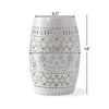 Outdoor Side Table | Lace Cut | 12" Round Top w White Barrel Base
