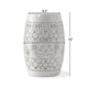 Outdoor Side Table | Lace Cut | 12" Round Top w White Barrel Base