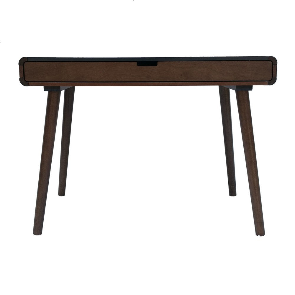 Iwa Writing Desk | 40’’ Top w Drawer | Charcoal Gray Rubberwood Frame BM335703