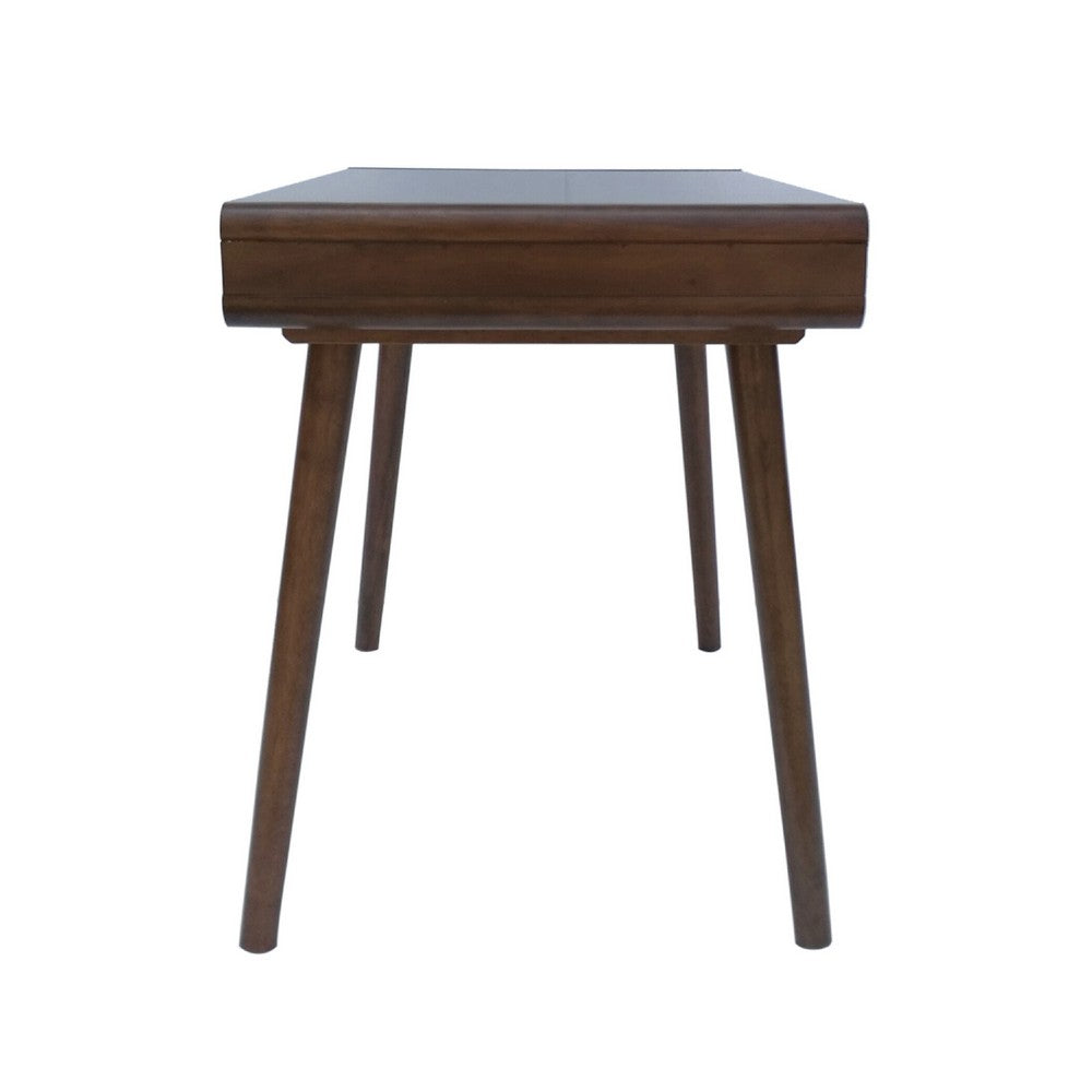 Iwa Writing Desk | 40" Top w Drawer | Charcoal Gray Rubberwood Frame