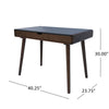 Iwa Writing Desk | 40’’ Top w Drawer | Charcoal Gray Rubberwood Frame BM335703