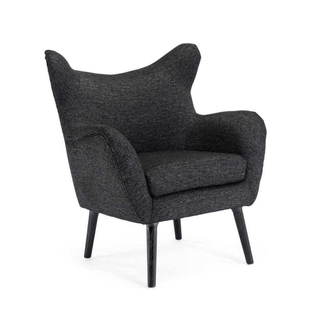 Modern Armchair | Wingback Design | Splayed Legs | Black Oak Wood