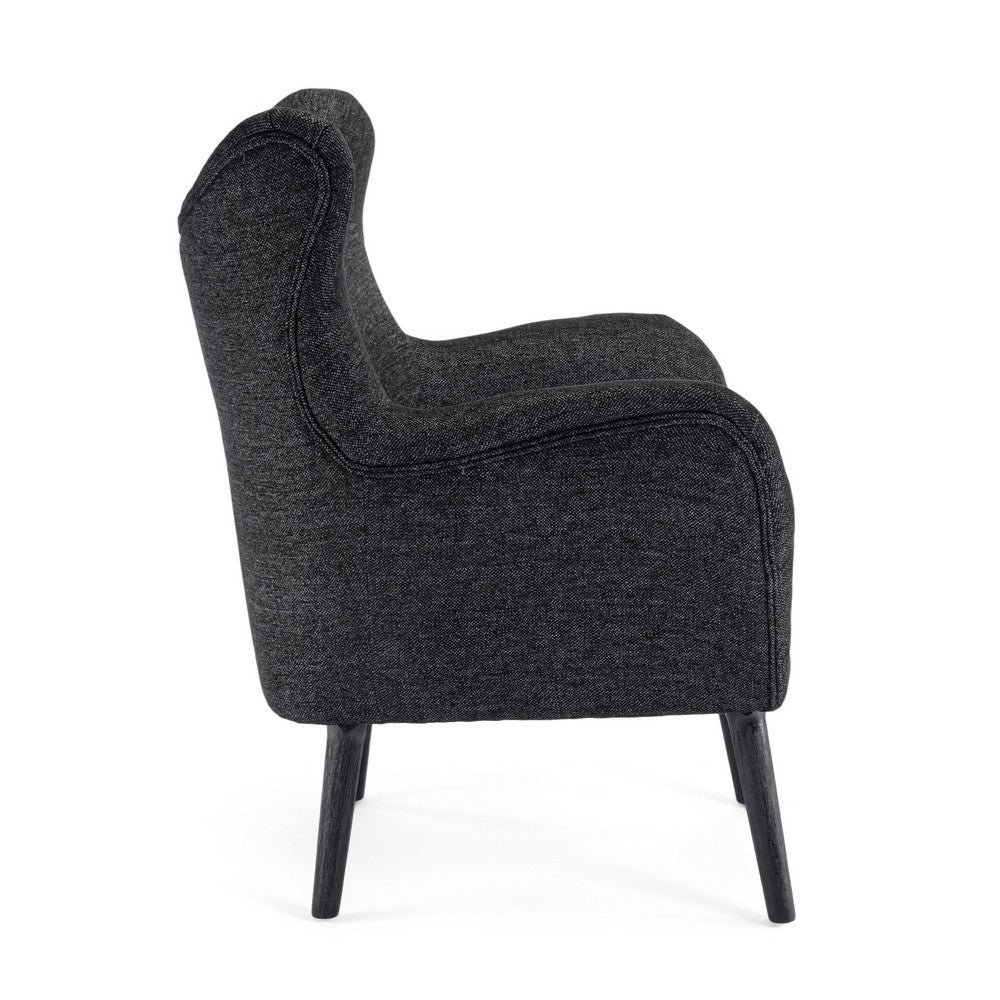 Modern Armchair | Wingback Design | Splayed Legs | Black Oak Wood