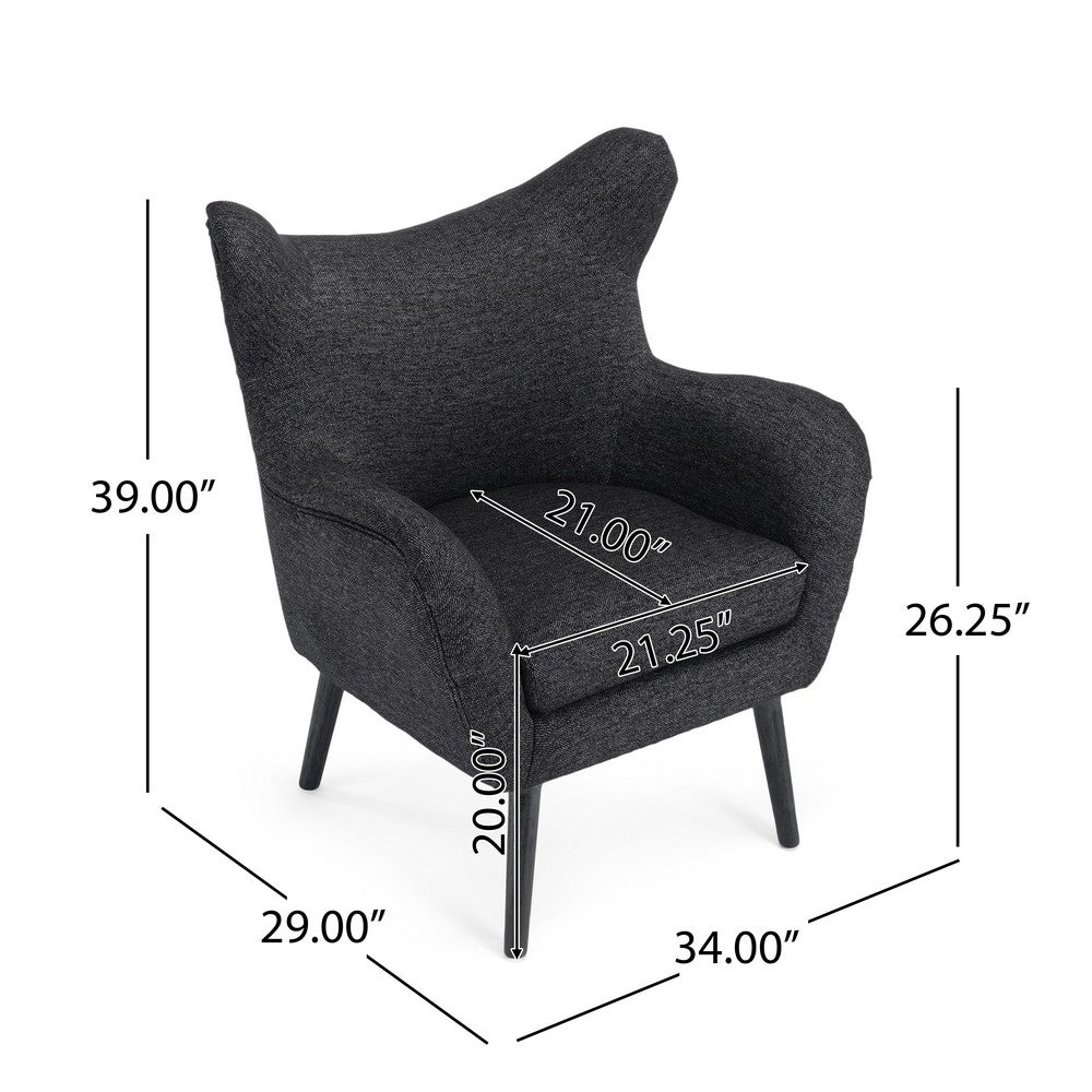 Modern Armchair | Wingback Design | Splayed Legs | Black Oak Wood