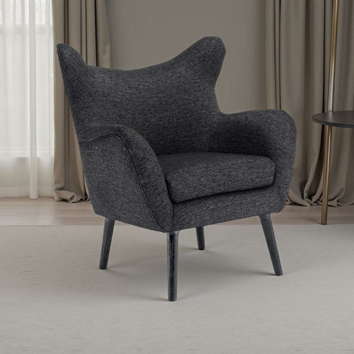 Modern Armchair | Wingback Design | Splayed Legs | Black Oak Wood