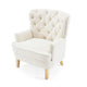 Modern Club Chair | Classic Button Tufted Wingback | Almond White