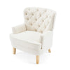 Modern Club Chair | Classic Button Tufted Wingback | Almond White