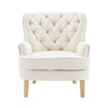 Modern Club Chair | Classic Button Tufted Wingback | Almond White