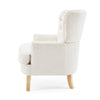 Modern Club Chair | Classic Button Tufted Wingback | Almond White