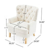 Modern Club Chair | Classic Button Tufted Wingback | Almond White