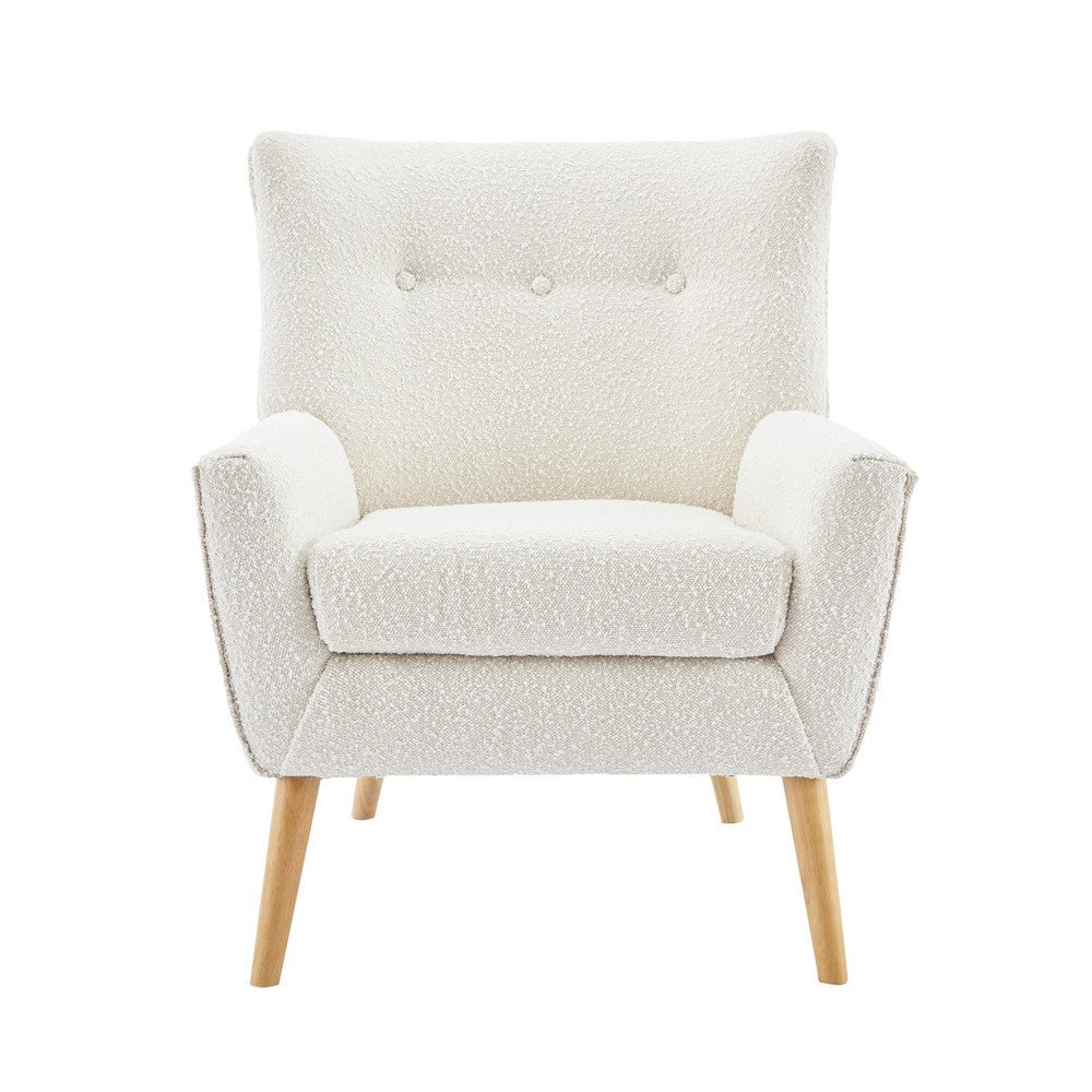 Accent Chair | Tufted Wingback | Modern Almond White Granular Fabric BM335707