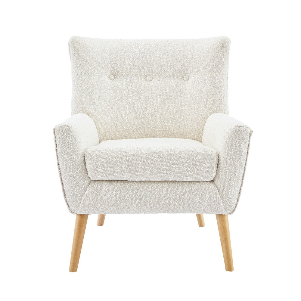 Accent Chair | Tufted Wingback | Modern Almond White Granular Fabric