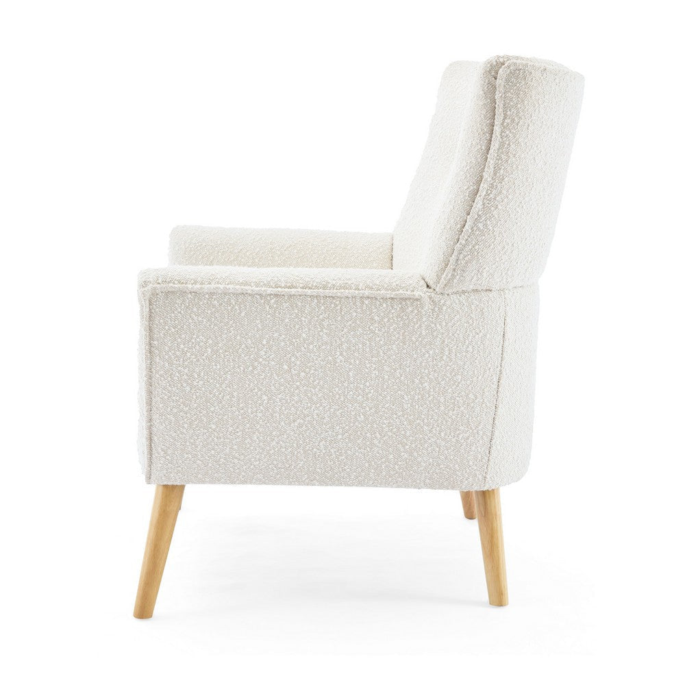 Accent Chair | Tufted Wingback | Modern Almond White Granular Fabric BM335707