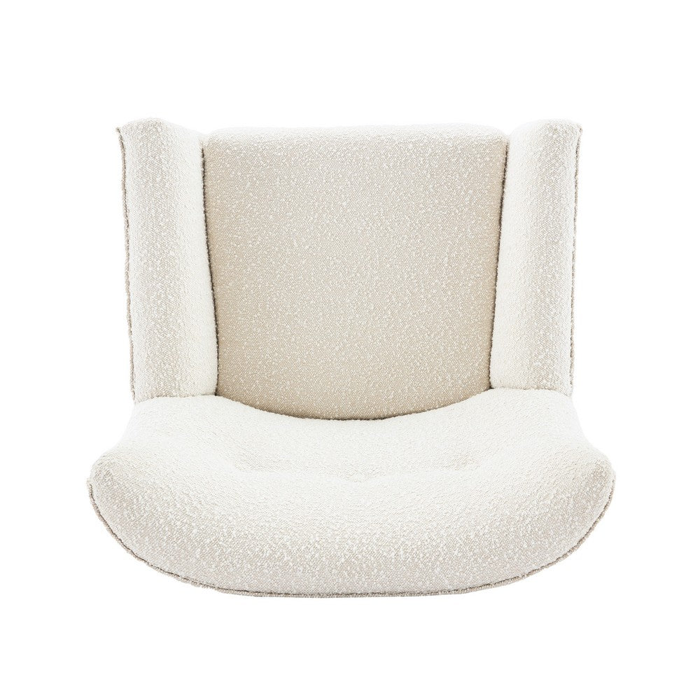 Accent Chair | Tufted Wingback | Modern Almond White Granular Fabric