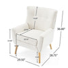 Accent Chair | Tufted Wingback | Modern Almond White Granular Fabric BM335707