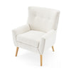 Accent Chair | Tufted Wingback | Modern Almond White Granular Fabric