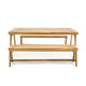 Lea 3pc Outdoor Dining Table and Bench Set | Natural Brown Acacia Wood