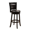 Swivel Barstool Chair | High Back Black Wood | Espresso Faux Leather