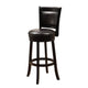 Swivel Barstool Chair | High Back Black Wood | Espresso Faux Leather BM335714