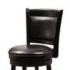 Swivel Barstool Chair | High Back Black Wood | Espresso Faux Leather BM335714
