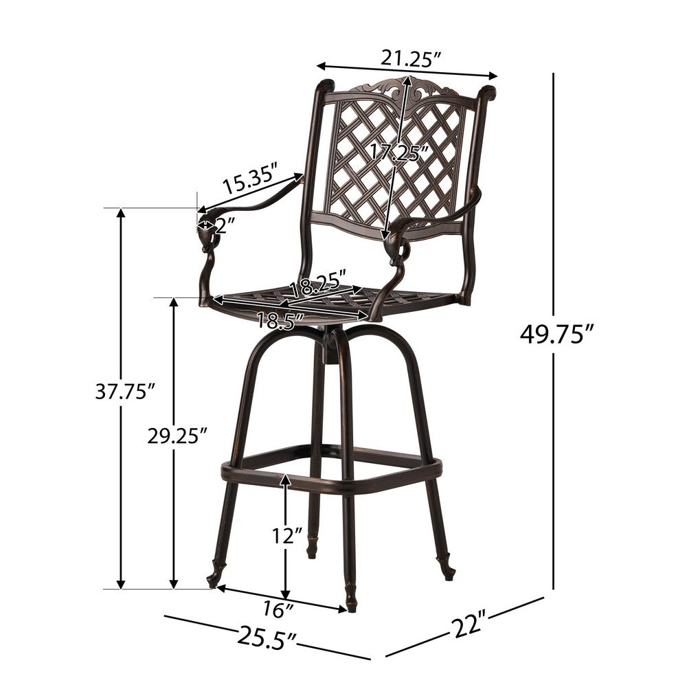 Outdoor Barstool Chair | Swivel Function | Coppertone Aluminium Finish